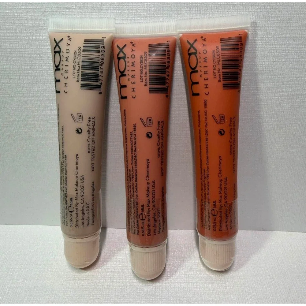 Max Makeup Cherimoya NUDE Lip Gloss – 3‑Pack Assorted Nude Shades